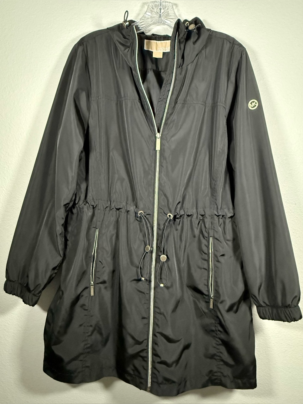 Michael Kors Black Hooded Utility Anorak with Drawcord-toggle Waist